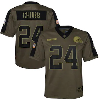 youth nike nick chubb olive cleveland browns 2021 salute to